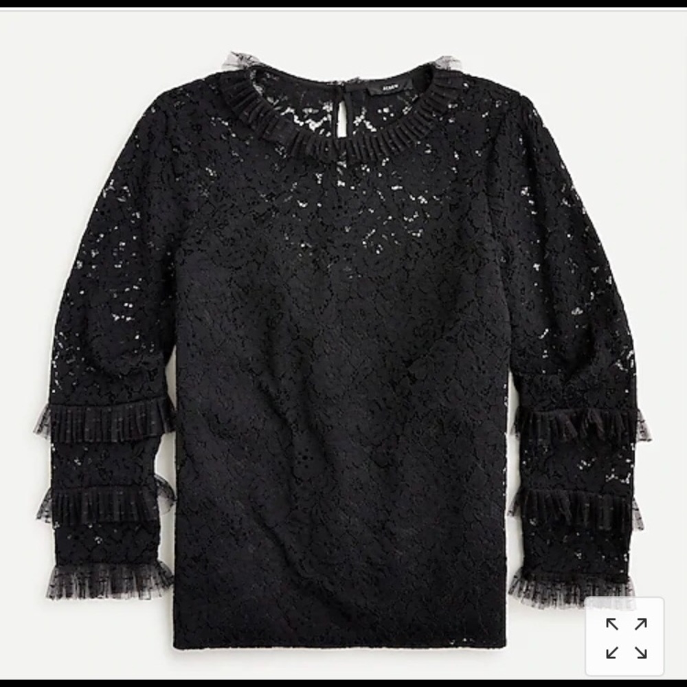 Lace top with tulle ruffle